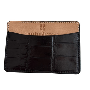 NWOT Martin Dingman Black Alligator Leather Card Holder